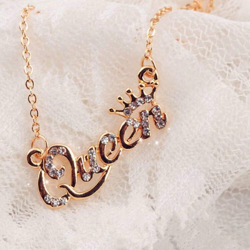 Gold Queen Necklace with Crystals